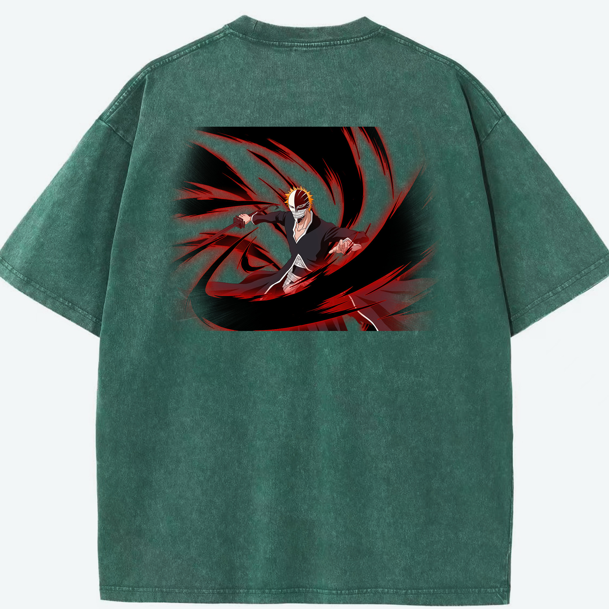 （画像用） ブリーチ 黒崎一護（くろさき いちご）BLEACH Kurosaki Ichigo 綿100% ヴィンテージ風 半袖Tシャツ（背面プリント）